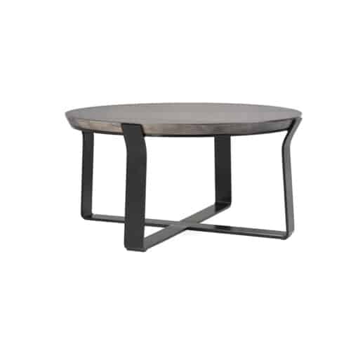Round Coffee Table with Metal Legs that cross underneath