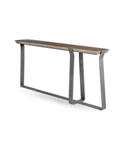 Rectangular Console Table with Wooden Top and Metal Legs that Cross Underneath