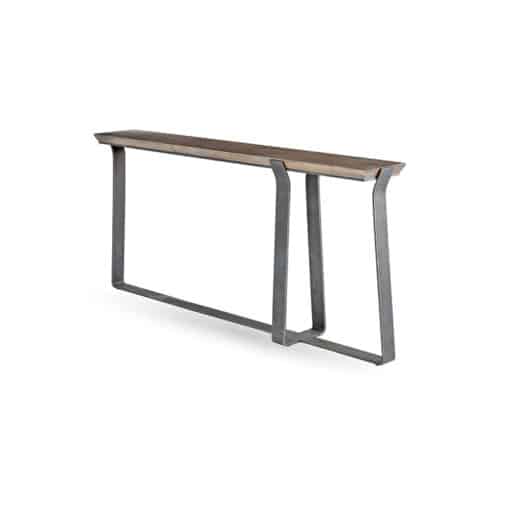 Rectangular Console Table with Wooden Top and Metal Legs that Cross Underneath