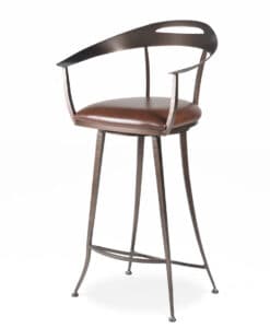 Swivel Barstool with metal back and leather seat