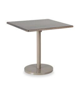 Pub Table with square wood top and single leg with round base