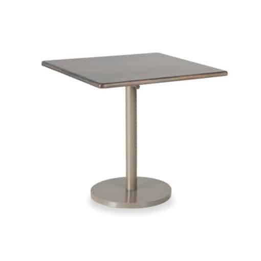 Pub Table with square wood top and single leg with round base