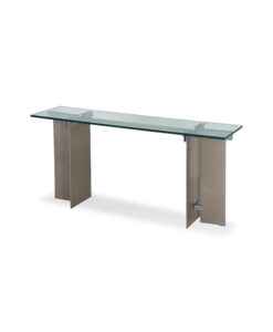 Rectanglular Console Table with Glass top and panel legs