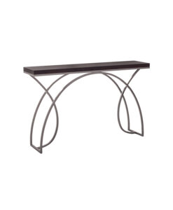 Rectangular Console table with wood top and arched legs in steel
