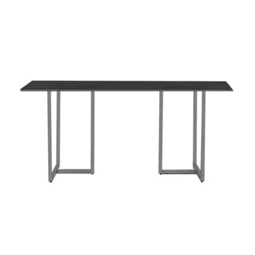 Banquet table with glass top and metal base