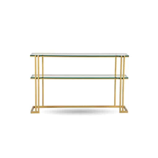 Two-Shelved Console Table with Glass Shelves and Metal LEgs