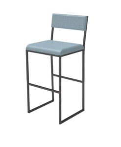 Metal Barstool with Low Back and Upholstered with Leather